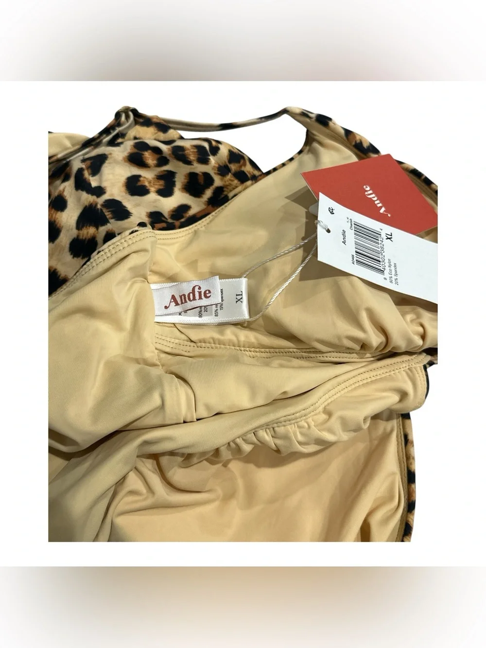 NWT Andie Cheetah Print Swimsuit XL One-Piece Padded Cups $128 Spaghetti Straps